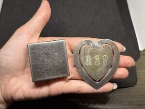 Reed & Barton Vintage Silver Plated Heart Shaped Book Mark Clip & Trinket Box